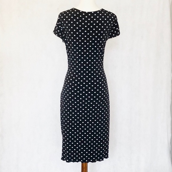 Joseph Ribkoff Knit Black & White Polka Dot Dress - Picture 5 of 8